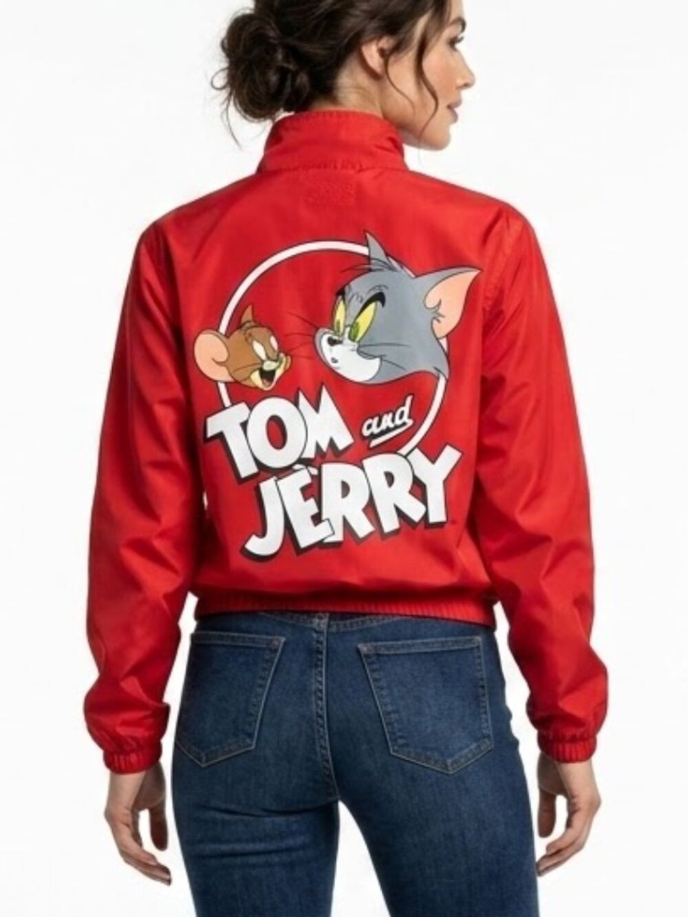 TOM AND JERRY Vintage Colorblock Windbreaker Pullover Retro Cartoon Kidcore M